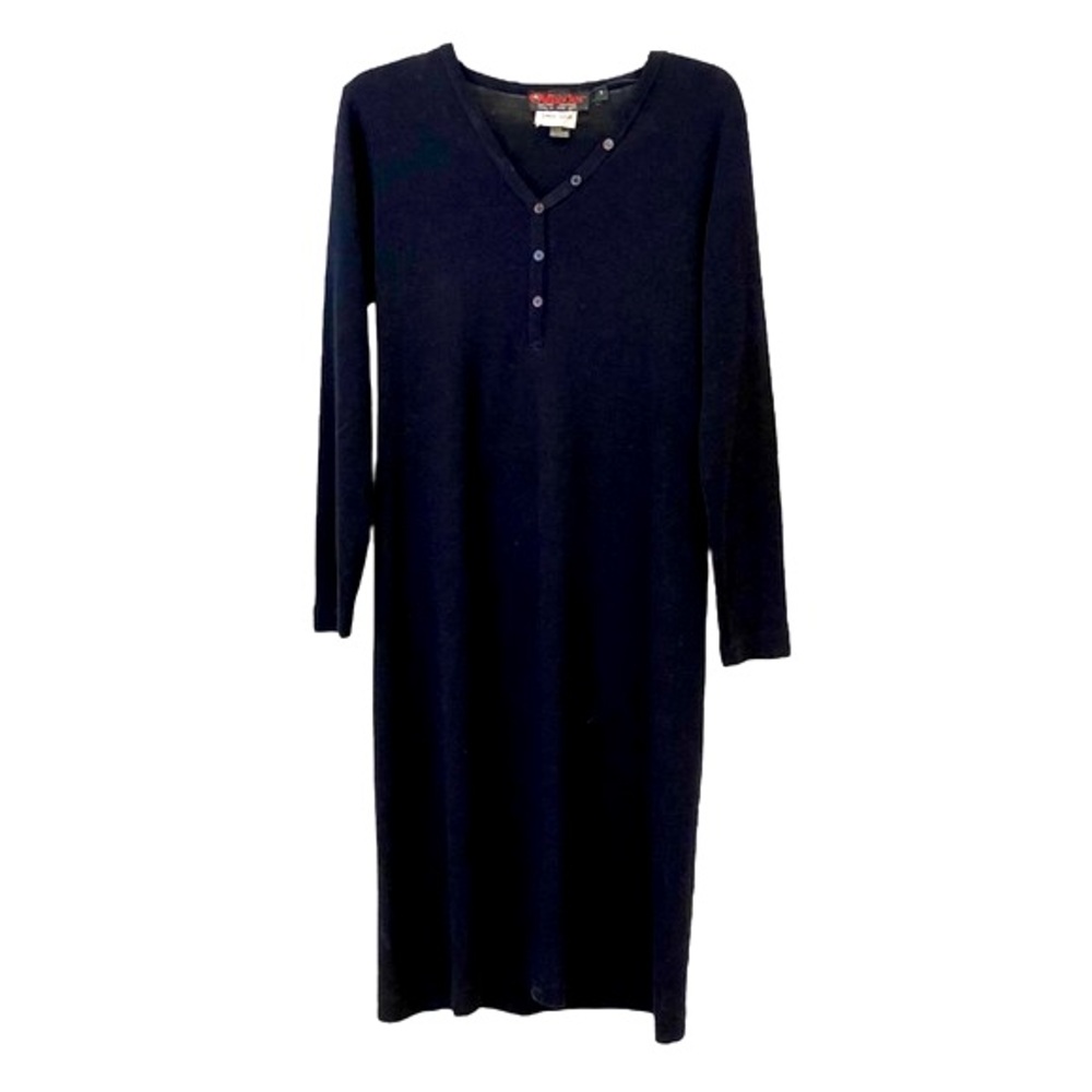 Midi length Henley neck sweater dress